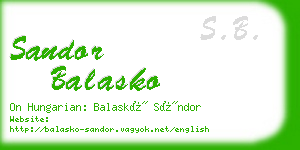 sandor balasko business card